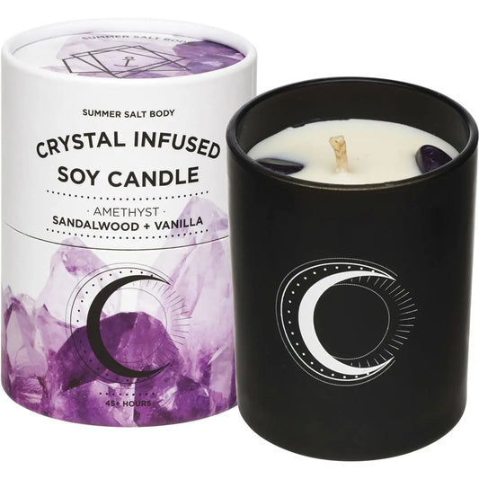 SUMMER SALT BODY Crystal Infused Soy Candle Amethyst - Sandalwood & Vanilla 1 SUMMER SALT BODY