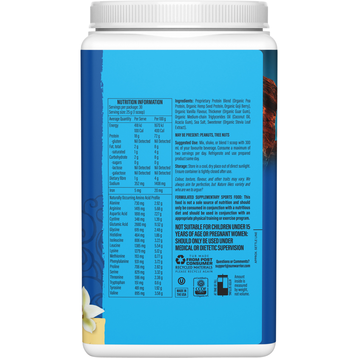 Sunwarrior Protein Powder Warrior Blend Vanilla 750g