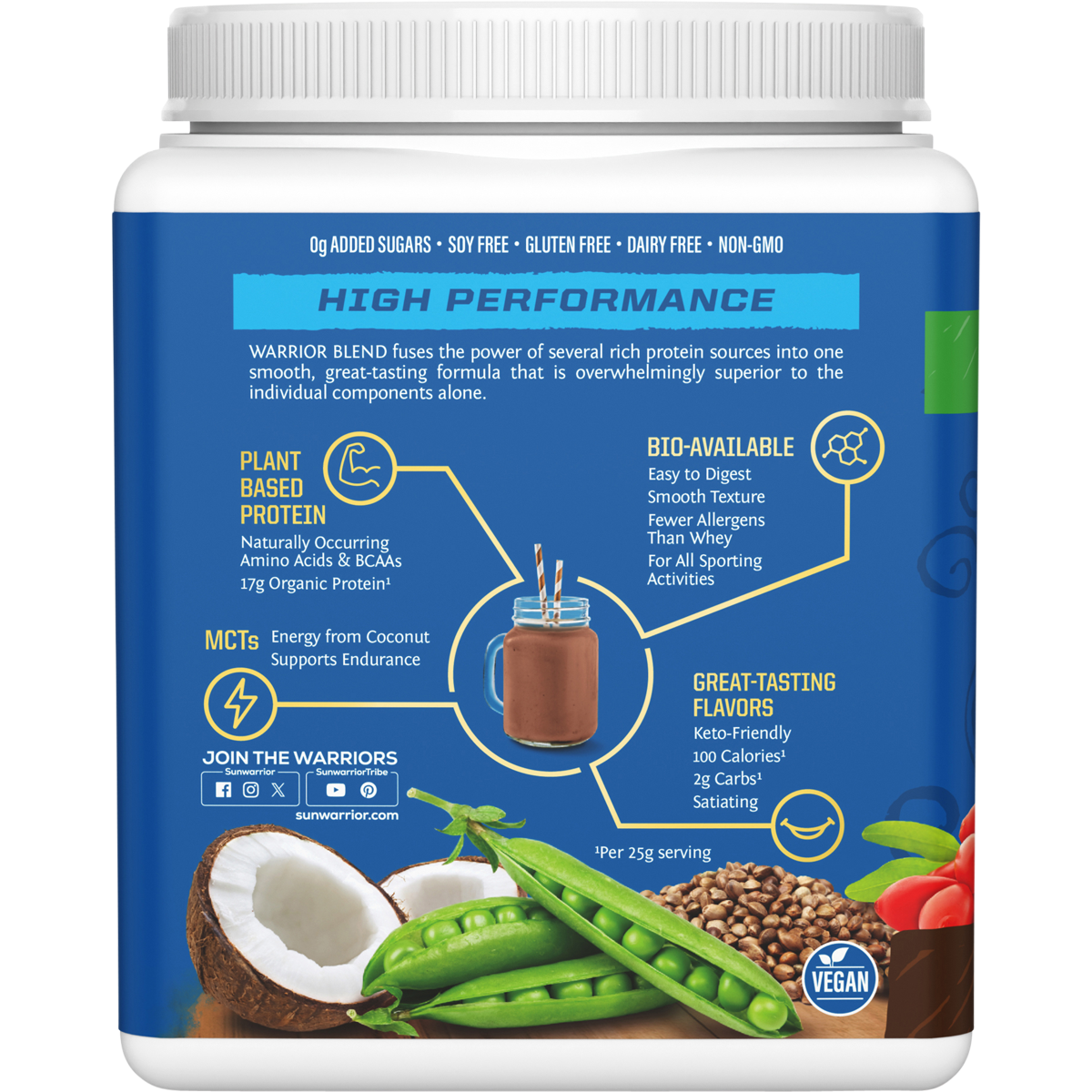 Sunwarrior Protein Powder Warrior Blend Chocolate 375g