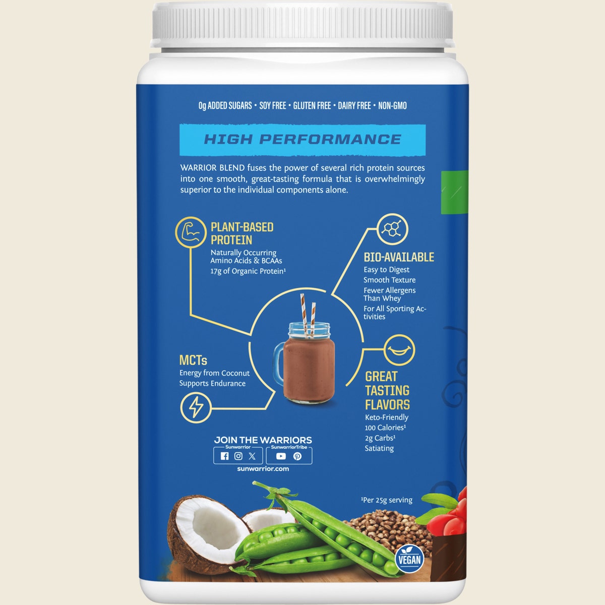 Sunwarrior Protein Powder Warrior Blend Chocolate 750g