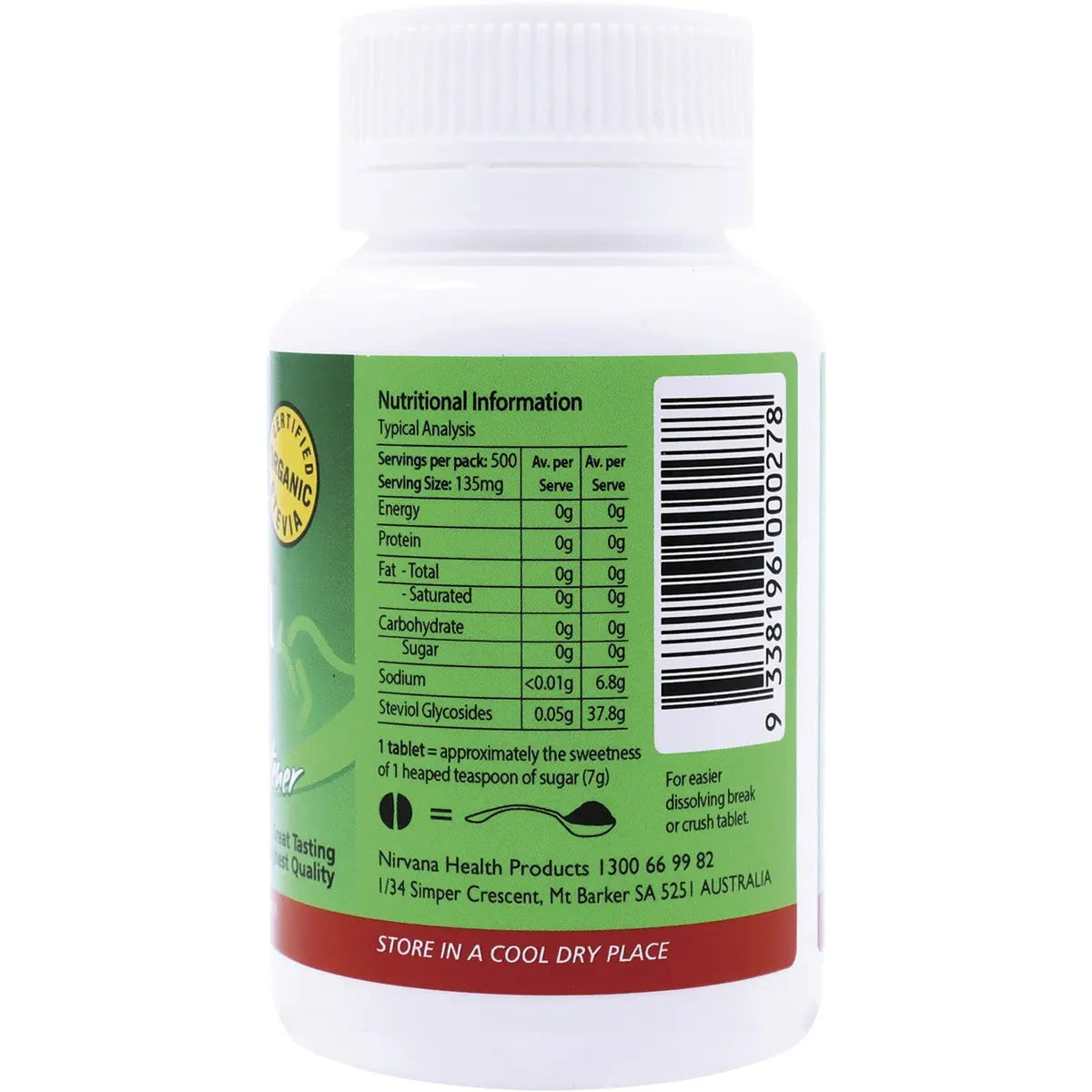 NIRVANA Stevia Tablets 500 NIRVANA
