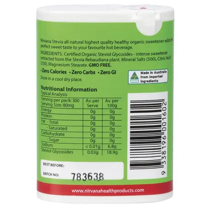 NIRVANA ORGANICS Stevia Mini Tablets 300 Tabs - Cutprice Online
