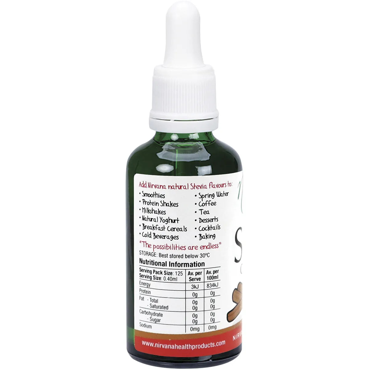 NIRVANA ORGANICS Liquid Stevia Cinnamon 50ml - Cutprice Online