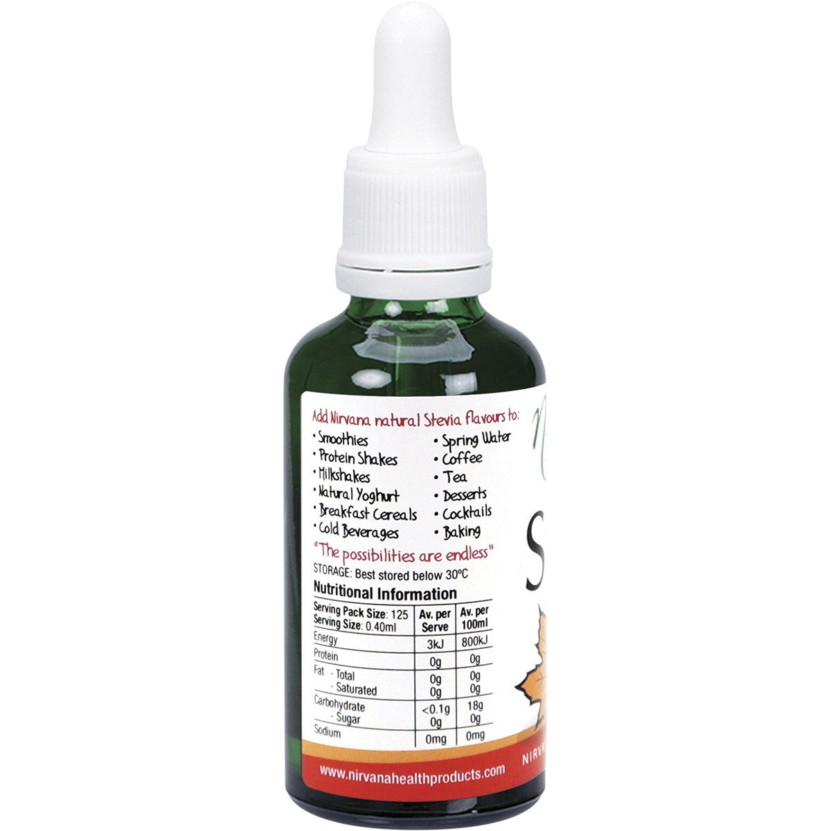 Nirvana Organics Liquid Stevia Maple 50ml - Cutprice Online