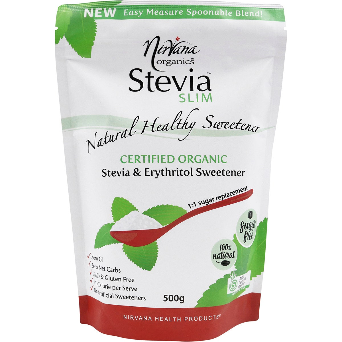 NIRVANA ORGANICS Stevia & Erythritol Sweetener Stevia Slim Spoonable 500g NIRVANA