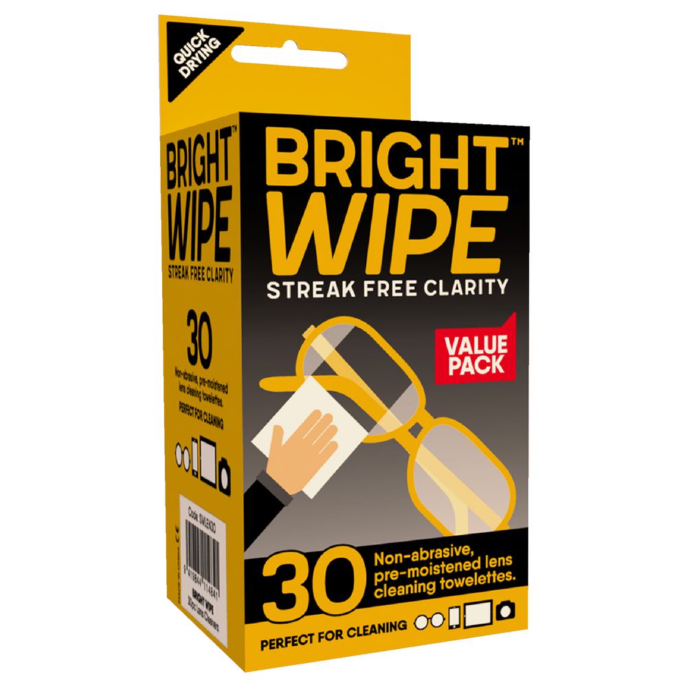 Bright Wipe Lens Cleaning Wipes 30 Pack (Pack of 6) - Cutprice Online