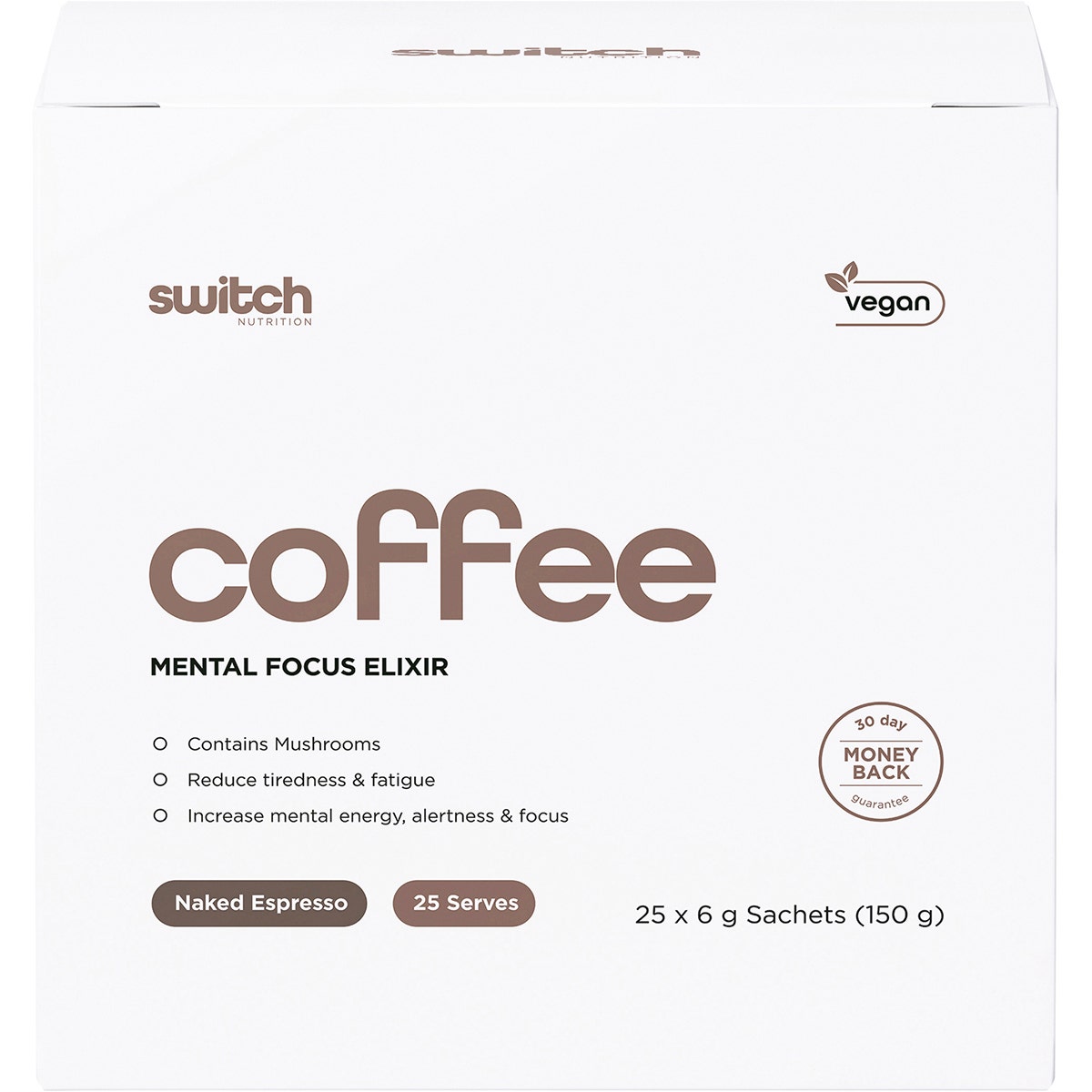 SWITCH NUTRITION Coffee Mental Focus Elixir Naked Espresso 25pk - Cutprice Online