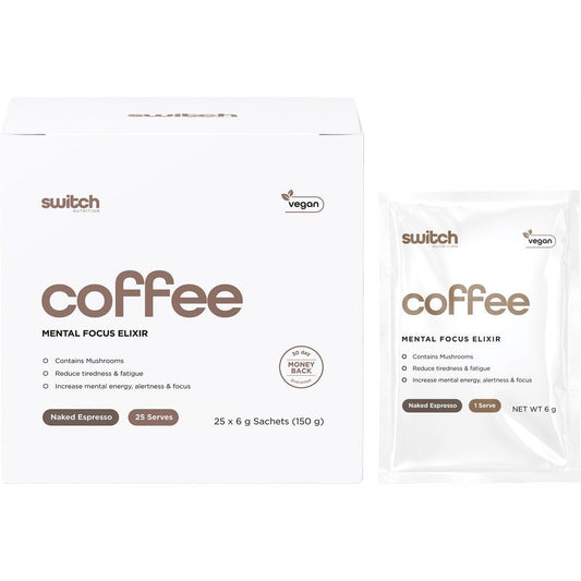 SWITCH NUTRITION Coffee Mental Focus Elixir Naked Espresso 25pk - Cutprice Online