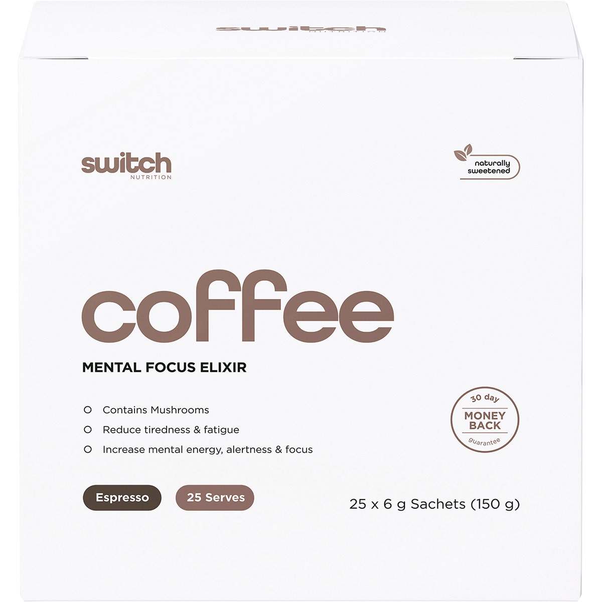 SWITCH NUTRITION Coffee Mental Focus Elixir Espresso Sweetened 25pk - Cutprice Online