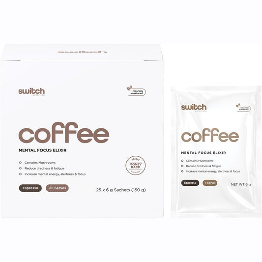 SWITCH NUTRITION Coffee Mental Focus Elixir Espresso Sweetened 25pk - Cutprice Online