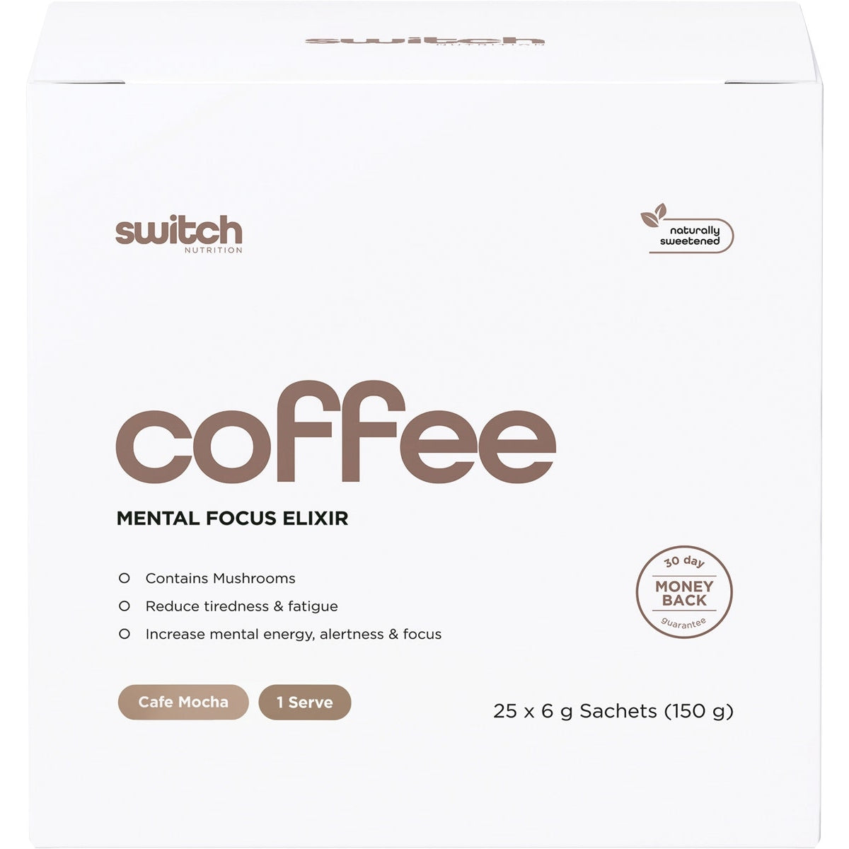 Switch Nutrition Coffee Mental Focus Elixir Cafe Mocha 25pk - Cutprice Online