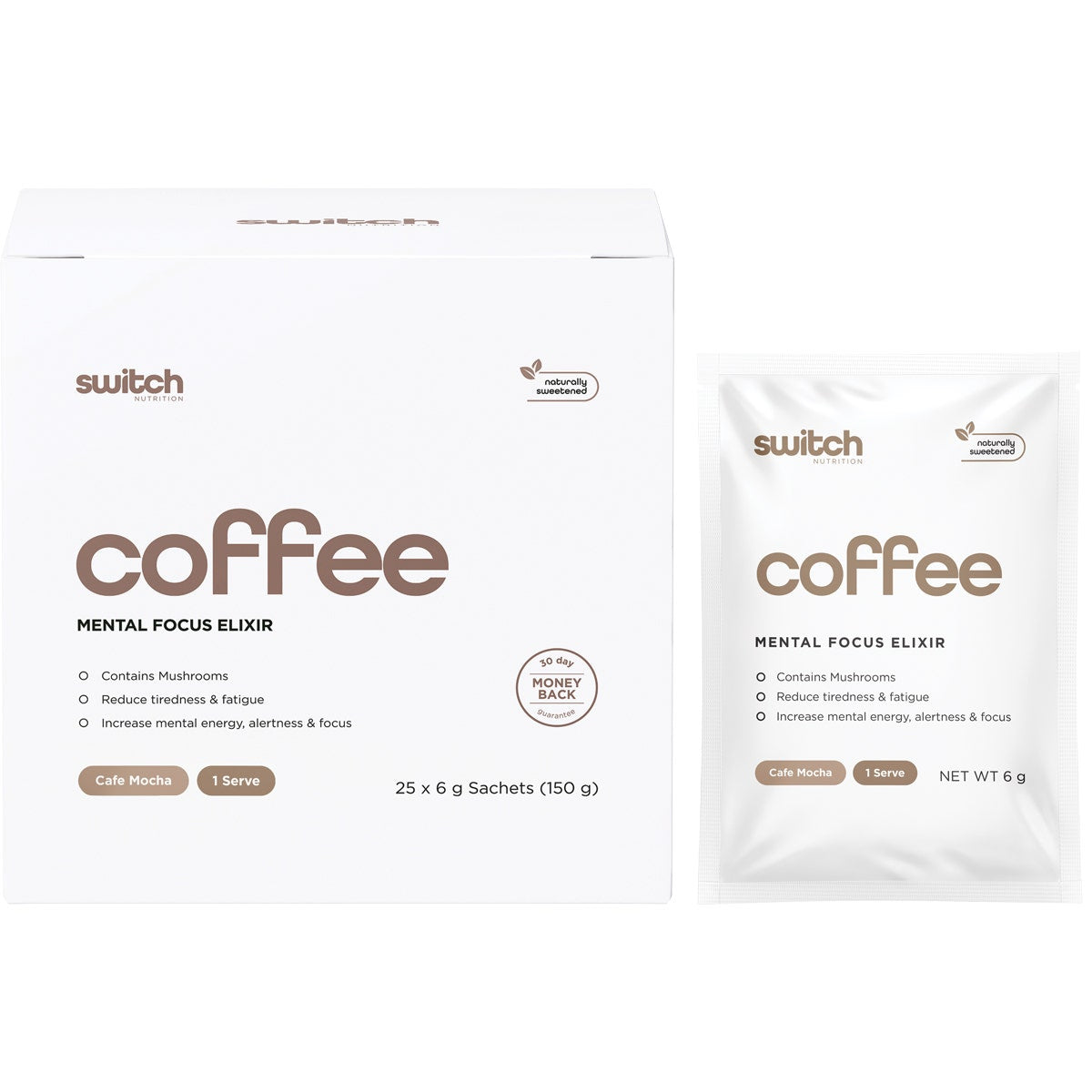Switch Nutrition Coffee Mental Focus Elixir Cafe Mocha 25pk - Cutprice Online