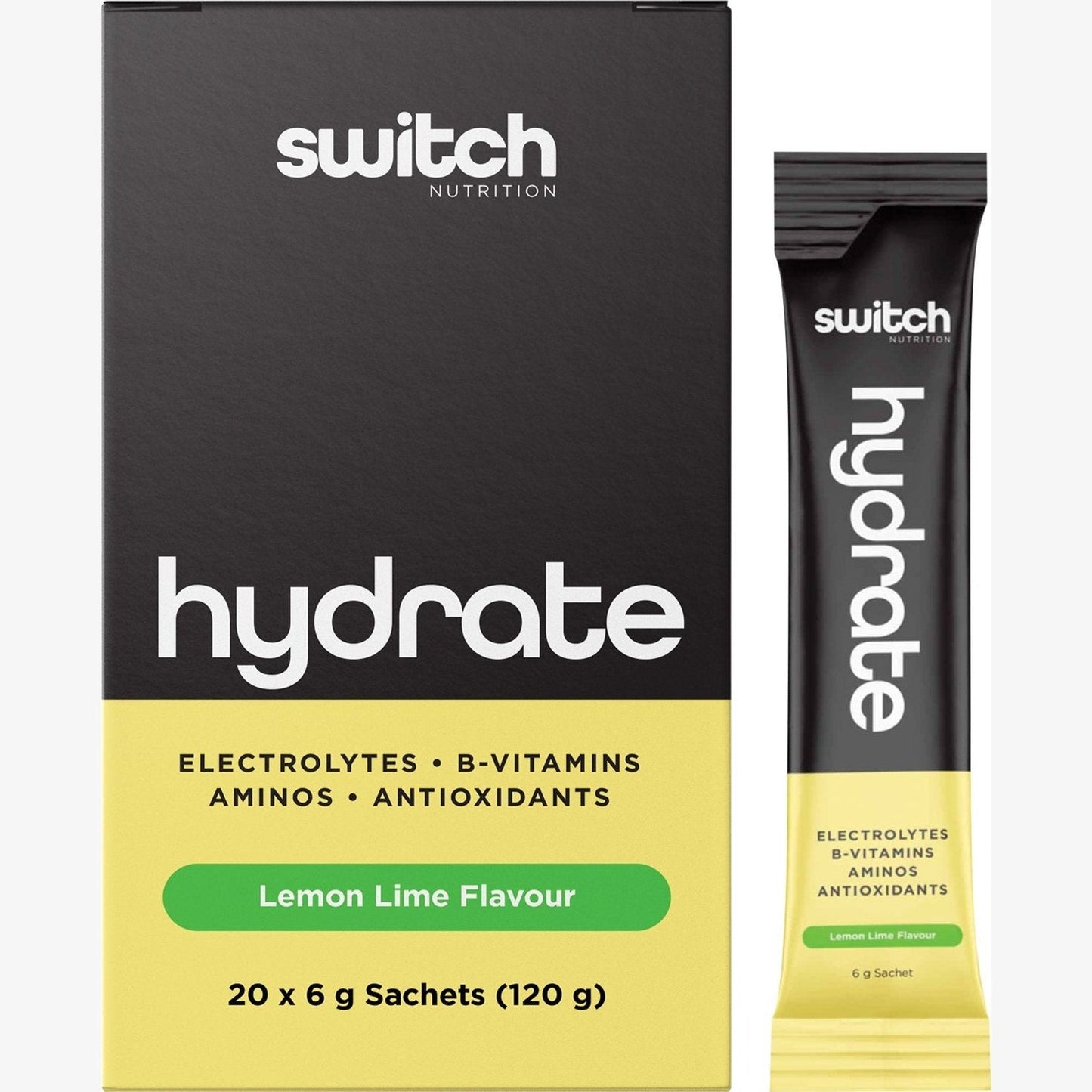 SWITCH NUTRITION Hydrate Electrolytes No Added Sugar Lemon Lime 20x6g - Cutprice Online