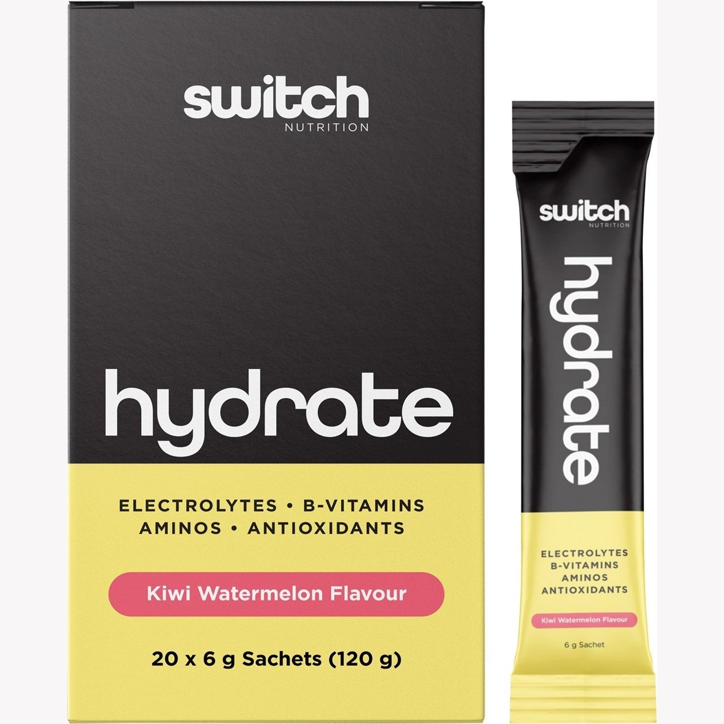 SWITCH NUTRITION Hydrate Electrolytes No Added Sugar Kiwi Watermelon 20x6g - Cutprice Online