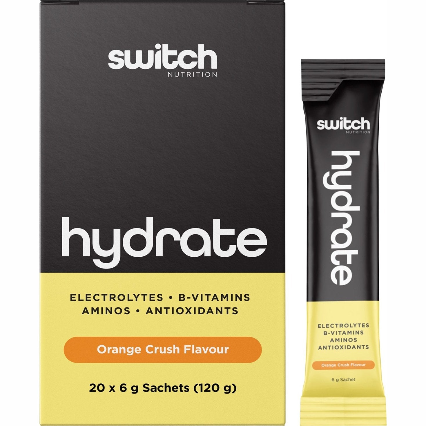SWITCH NUTRITION Hydrate Electrolytes No Added Sugar Orange Crush 20x6g - Cutprice Online