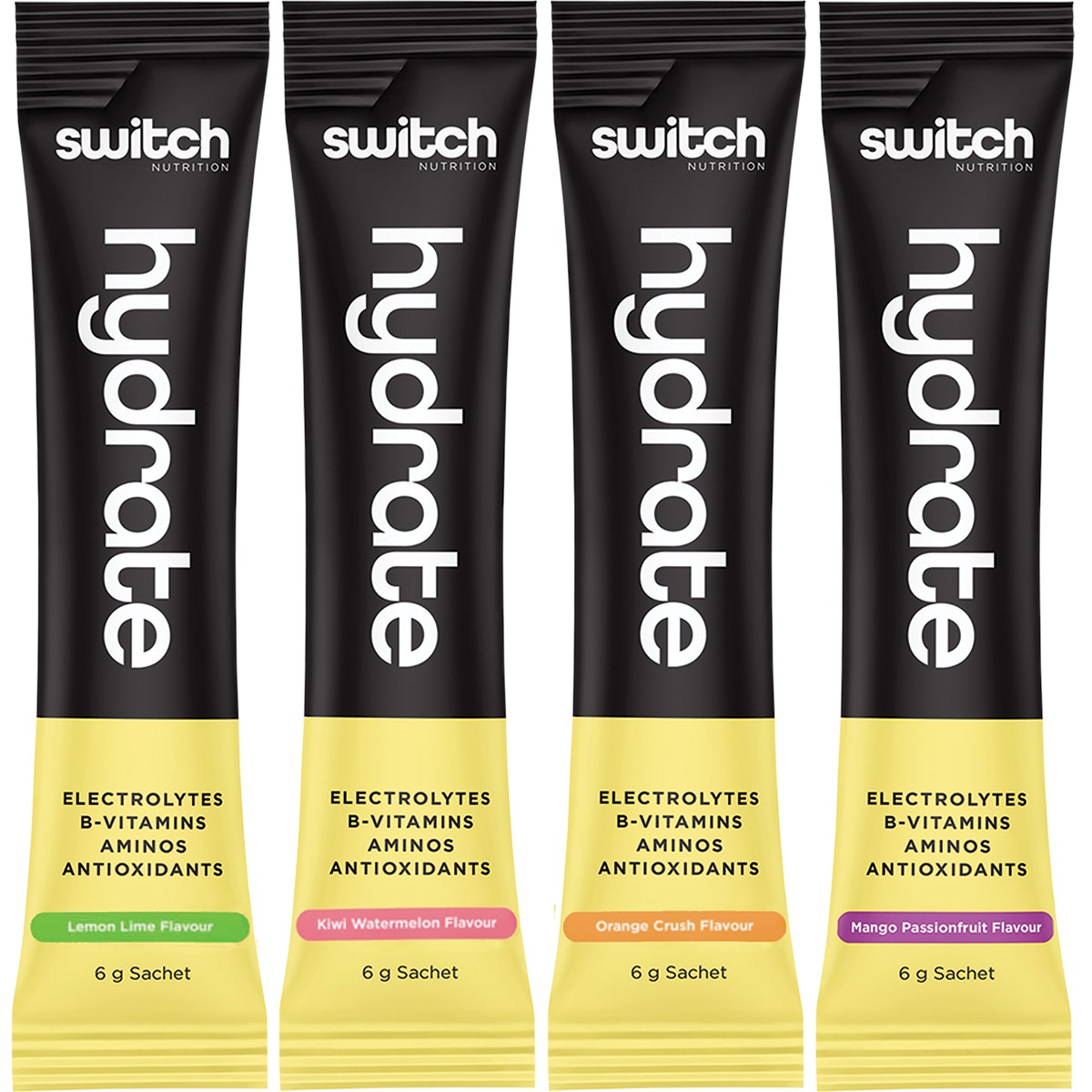 Switch Nutrition Hydrate Electrolytes No Added Sugar Assorted Flavours 20x6g Switch Nutrition