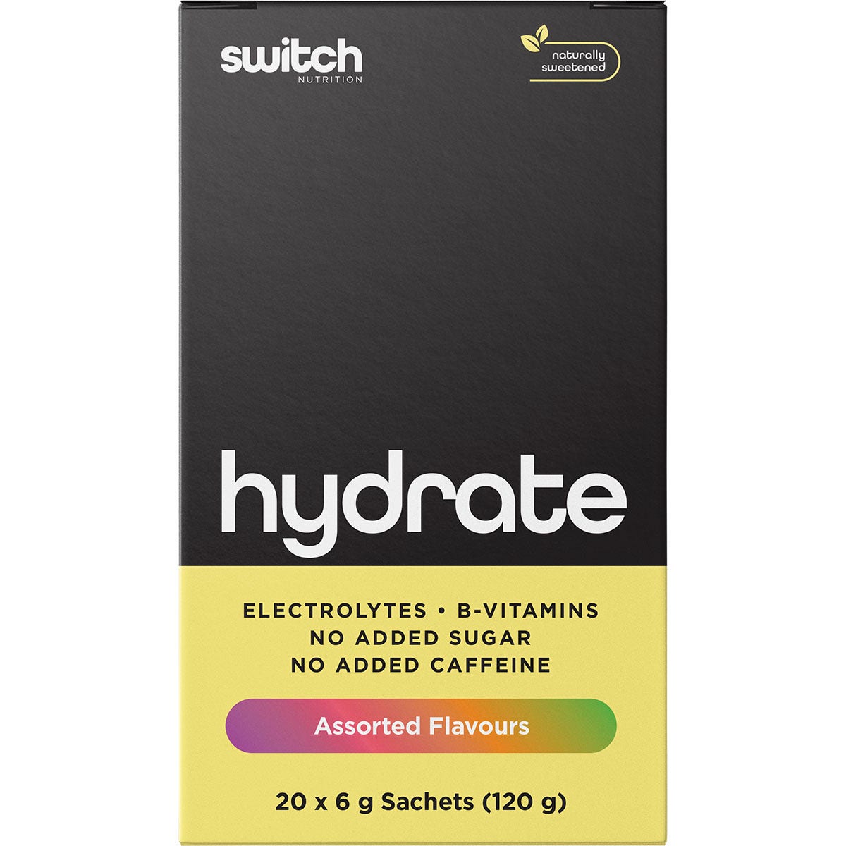 Switch Nutrition Hydrate Electrolytes No Added Sugar Assorted Flavours 20x6g Switch Nutrition