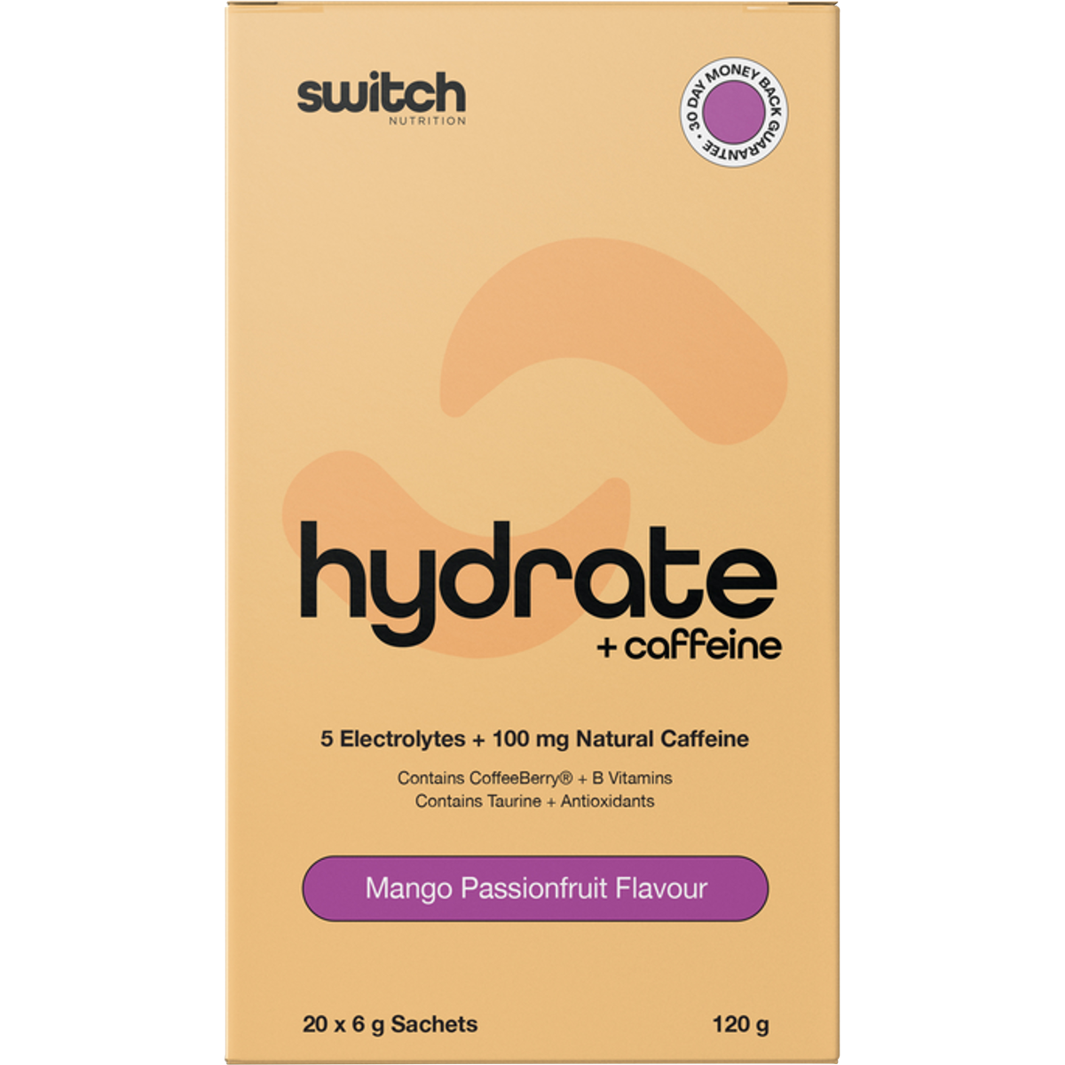 Switch Nutrition Hydrate + Caffeine Sachets Mango Passionfruit 6g x 20 Pack