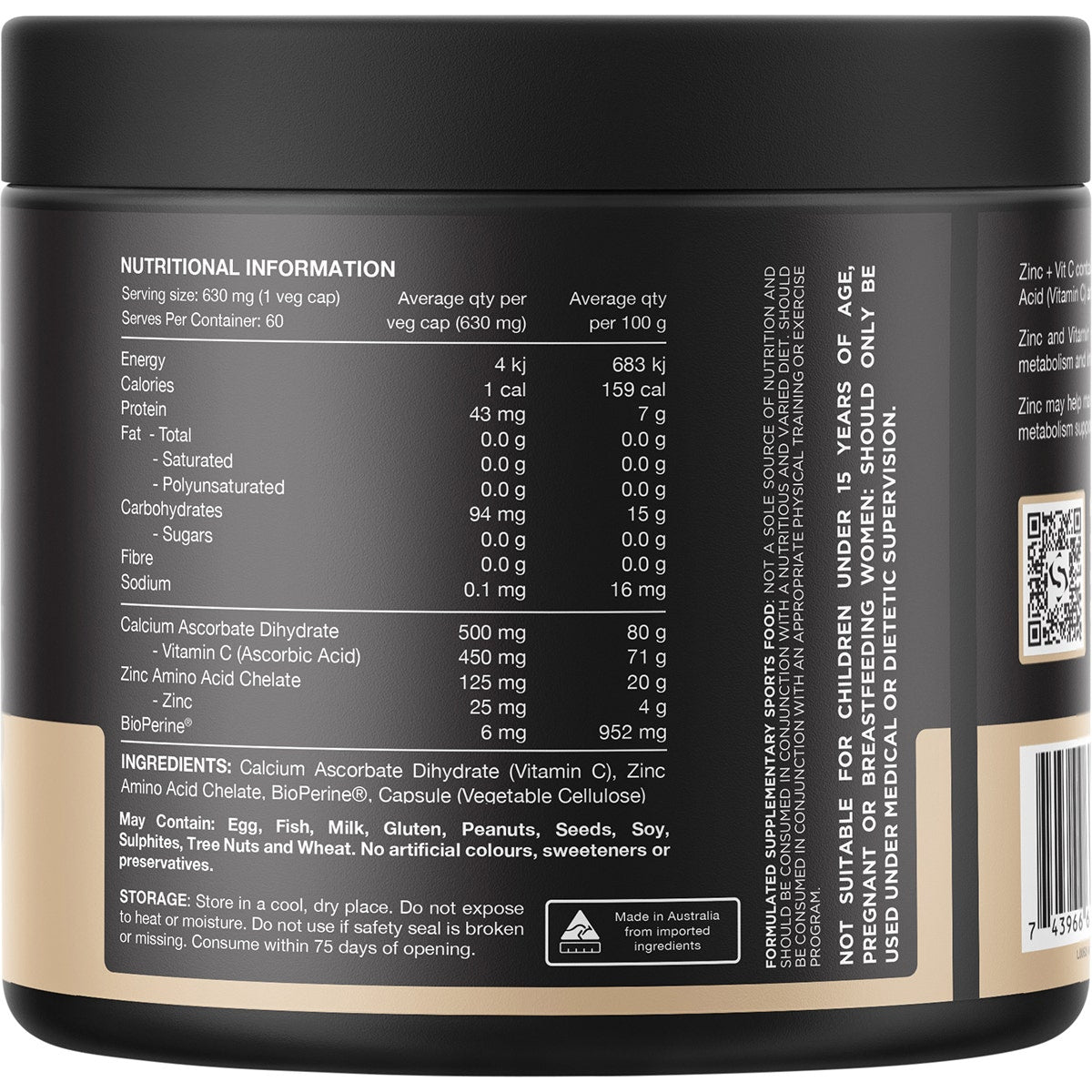 Switch Nutrition Zinc + Vitamin C 60 Caps - Cutprice Online