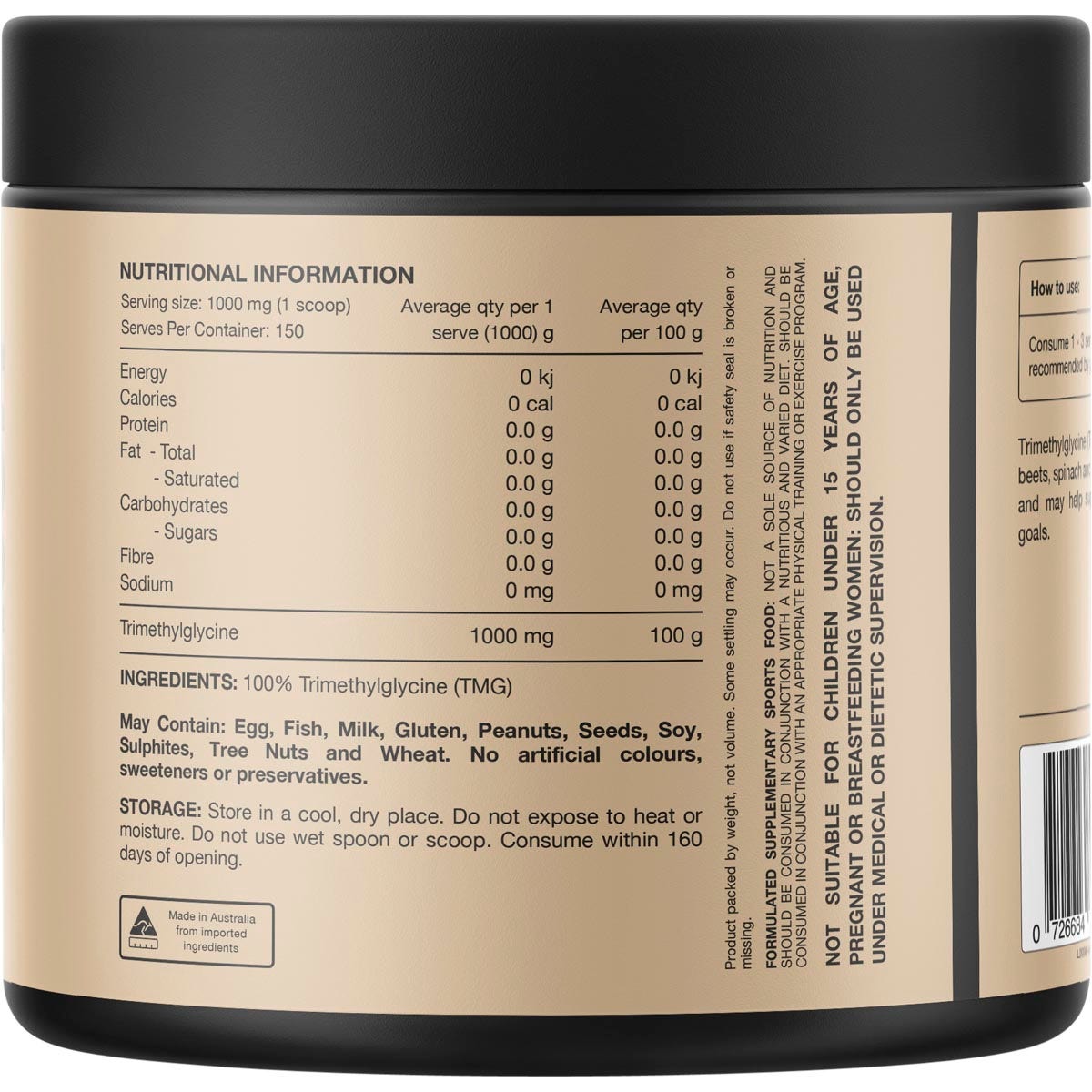 SWITCH NUTRITION TMG 100% Pure Trimethylgycine 150g - Cutprice Online