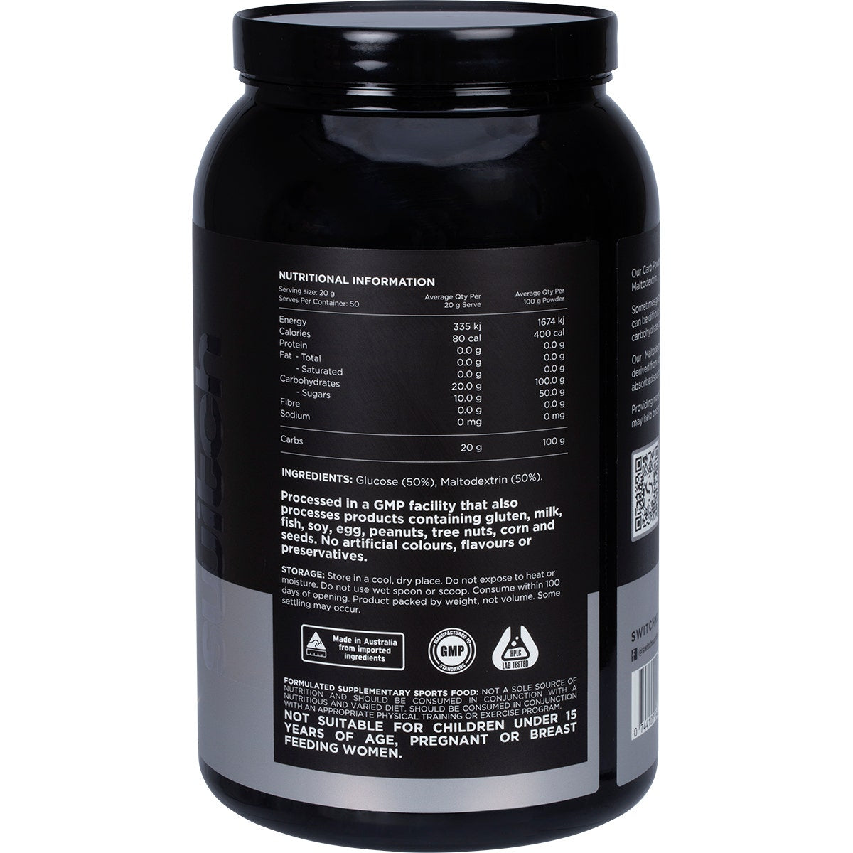 Switch Nutrition Carbs 100% Pure Carbohydrates Unflavoured 1kg - Cutprice Online