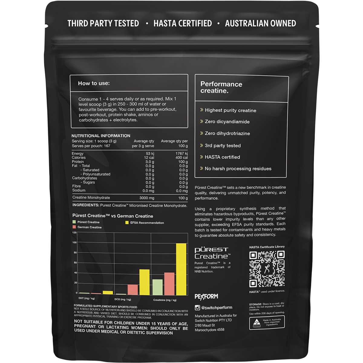 Switch Nutrition Perform Purest Creatine Monohydrate 500g