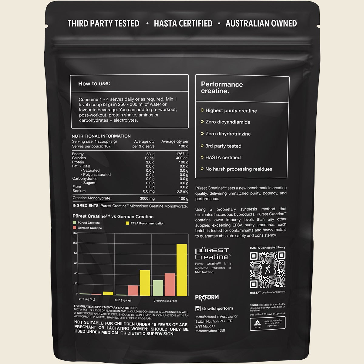 Switch Nutrition Perform Purest® Creatine Monohydrate 500g
