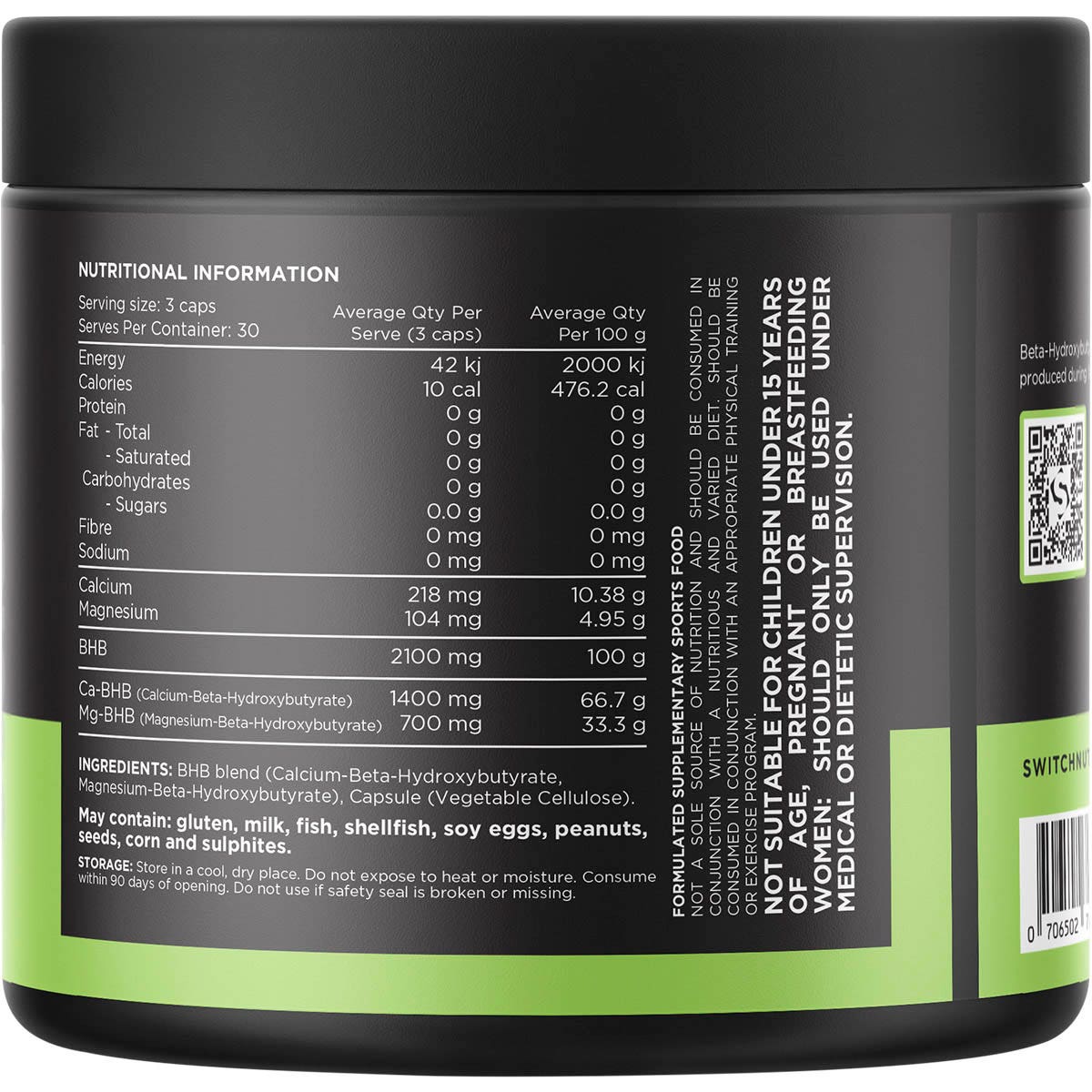 Switch Nutrition BHB Beta-Hydroxybutyrate 90 Caps - Cutprice Online