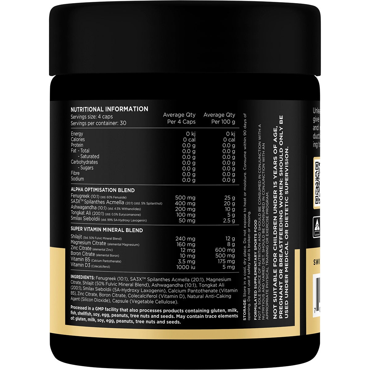 SWITCH NUTRITION Alpha Male Support Formula 120 Caps Switch Nutrition