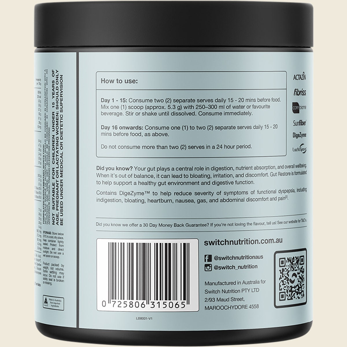 Switch Nutrition Gut Restore Mango Pineapple 159g