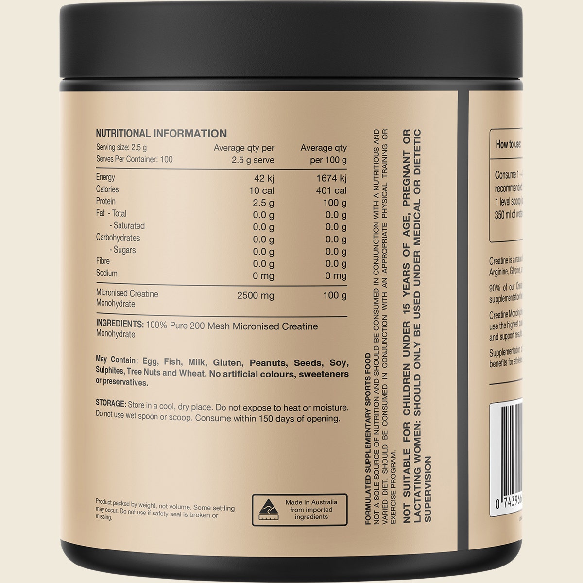 Switch Nutrition Creatine 100% Pure Micronized Monohydrate Unflavoured 250g - Cutprice Online