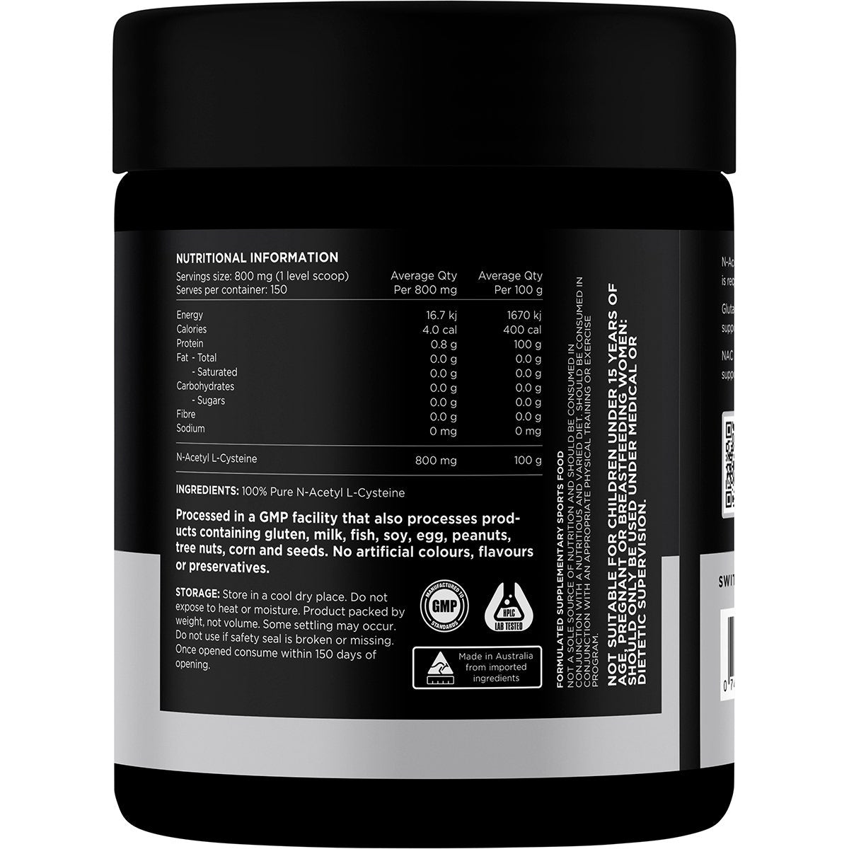SWITCH NUTRITION NAC 100% N-Acetyl L-Cystine Unflavoured 120g Switch Nutrition