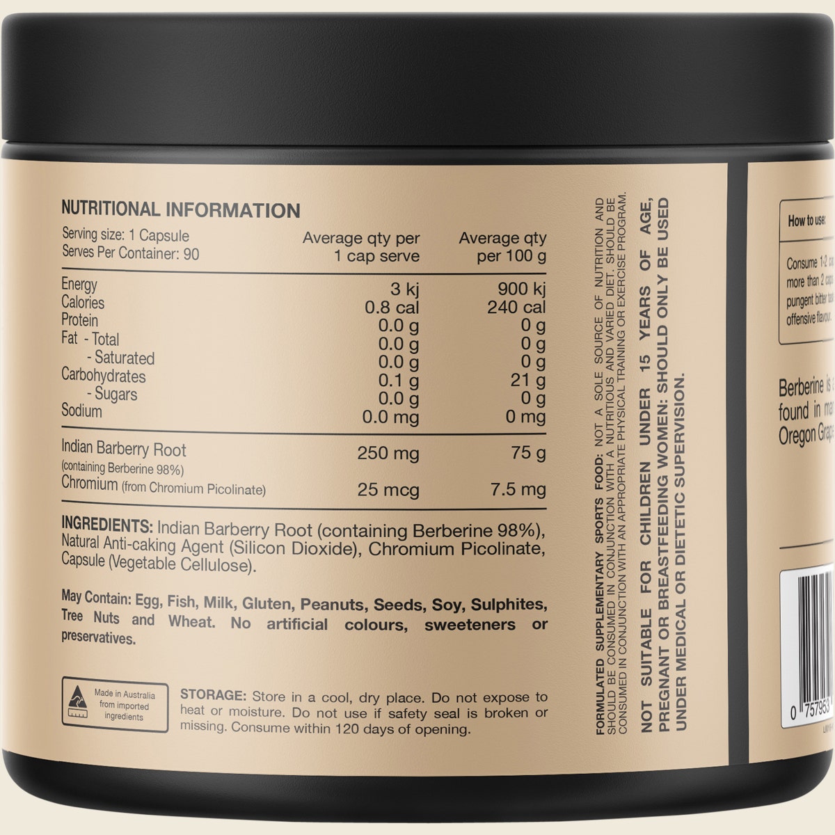SWITCH NUTRITION Berberine+ Plus Chromium Picolinate 90 Caps