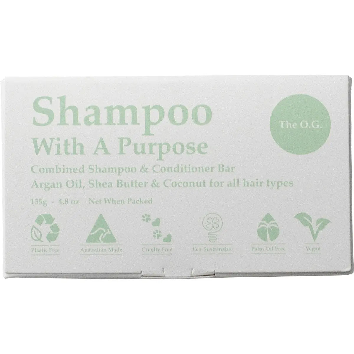 SHAMPOO WITH A PURPOSE Shampoo & Conditioner Bar The O.G. - For All Hair Types 135g SHAMPOO WITH A PURPOSE