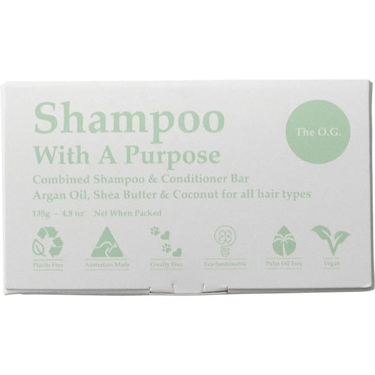 SHAMPOO WITH A PURPOSE Shampoo & Conditioner Bar The O.G. - For All Hair Types 135g SHAMPOO WITH A PURPOSE