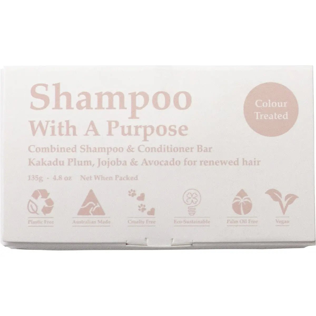 SHAMPOO WITH A PURPOSE Shampoo & Conditioner Bar Colour Treated Hair 135g SHAMPOO WITH A PURPOSE