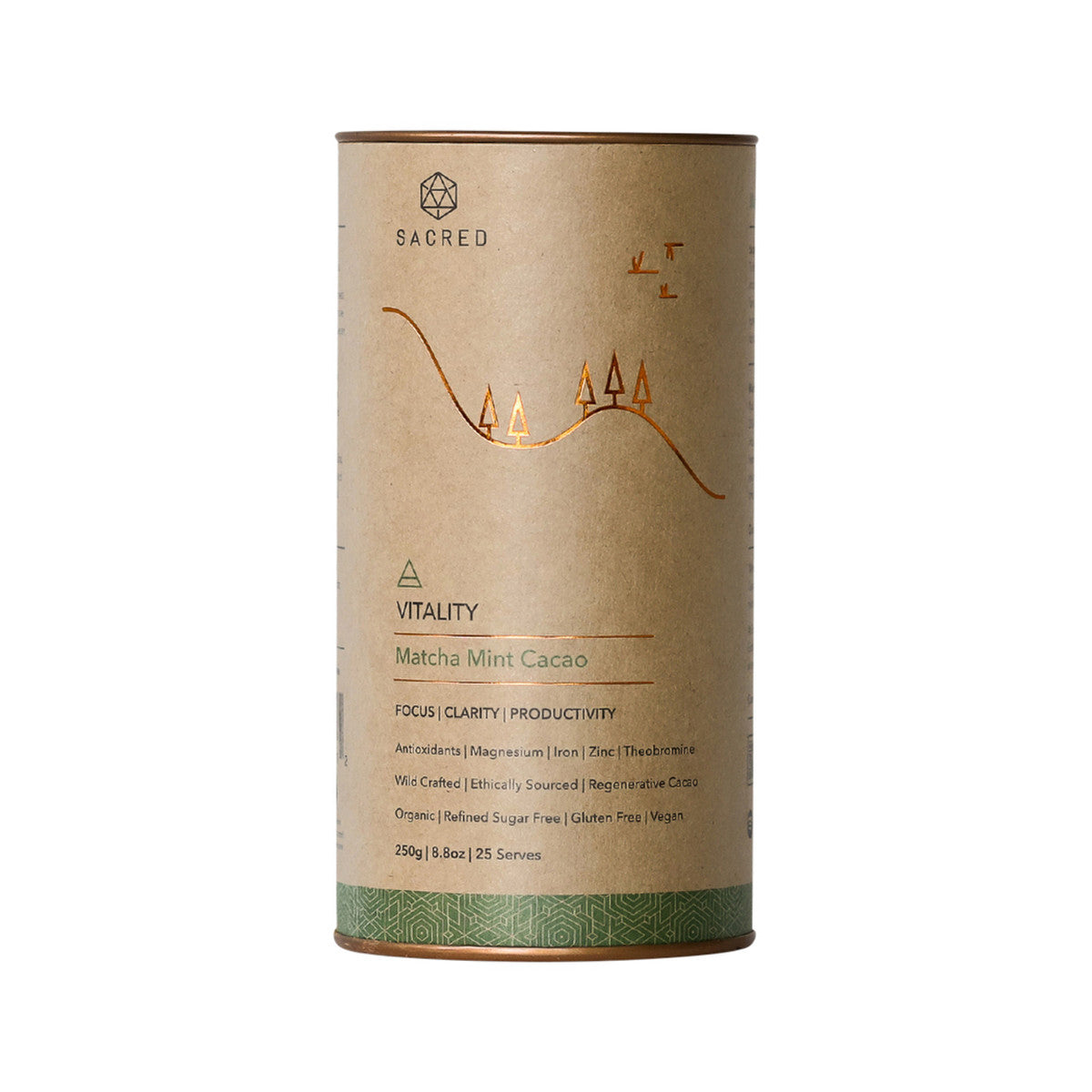 Sacred Taste Organic Drinking Cacao (Matcha Mint Cacao) Vitality 250g - Cutprice Online