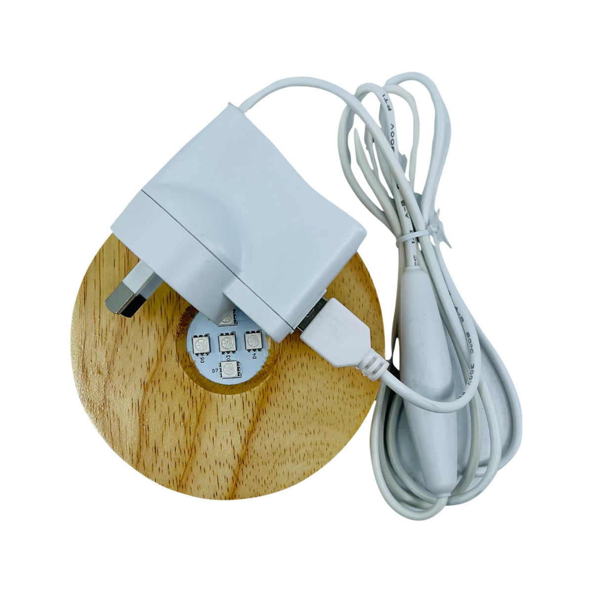 SaltCo Selenite Lamp Cord LED White with Wooden Base (for small selenite lamp only) - Cutprice Online