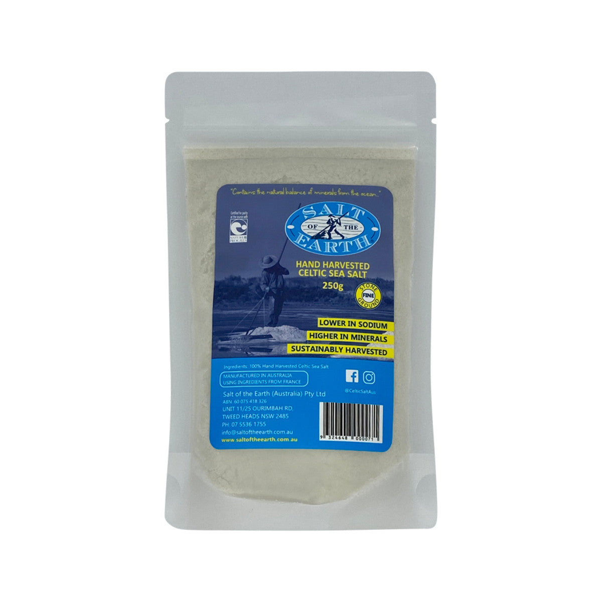 Salt Of The Earth Hand Harvested Celtic Sea Salt Fine 250g - Cutprice Online