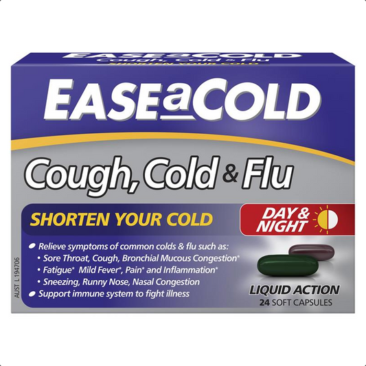 Ease A Cold Cough, Cold & Flu Day & Night Liquid 24 Caps - Cutprice Online