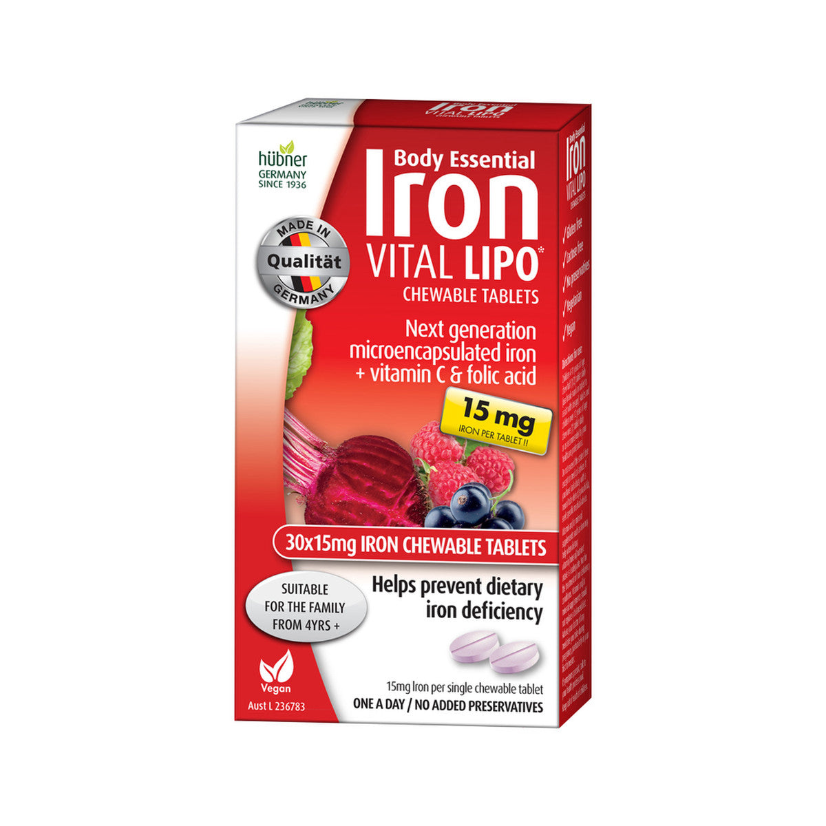 Body Essential Iron Vital M+ Chewable 30 Tablets BODY ESSENTIAL