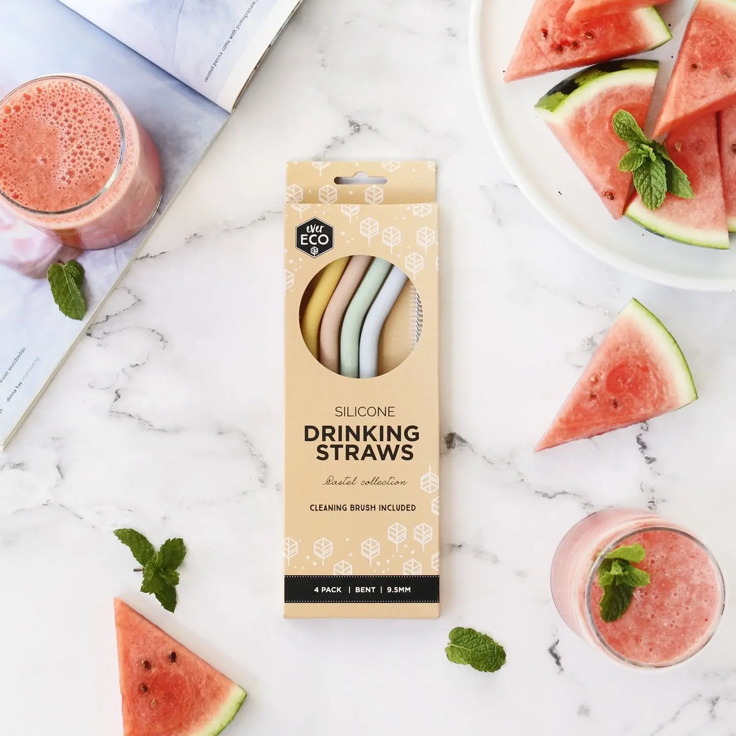 EVER ECO Silicone Straws - Bent Pastel Collection 4 EVER ECO