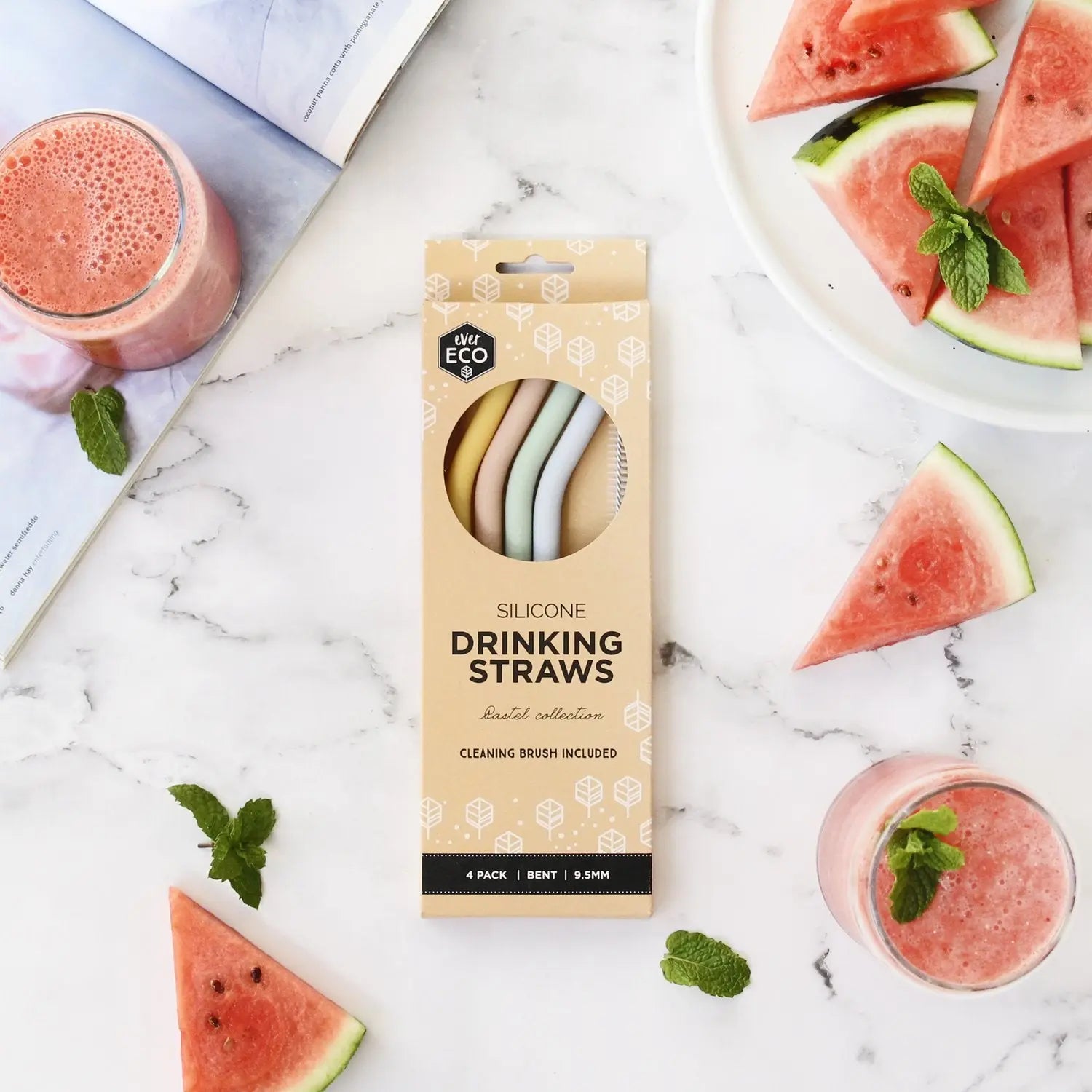 EVER ECO Silicone Straws - Bent Pastel Collection 4 EVER ECO