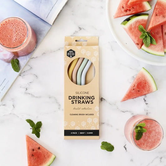 EVER ECO Silicone Straws - Bent Pastel Collection 4 EVER ECO