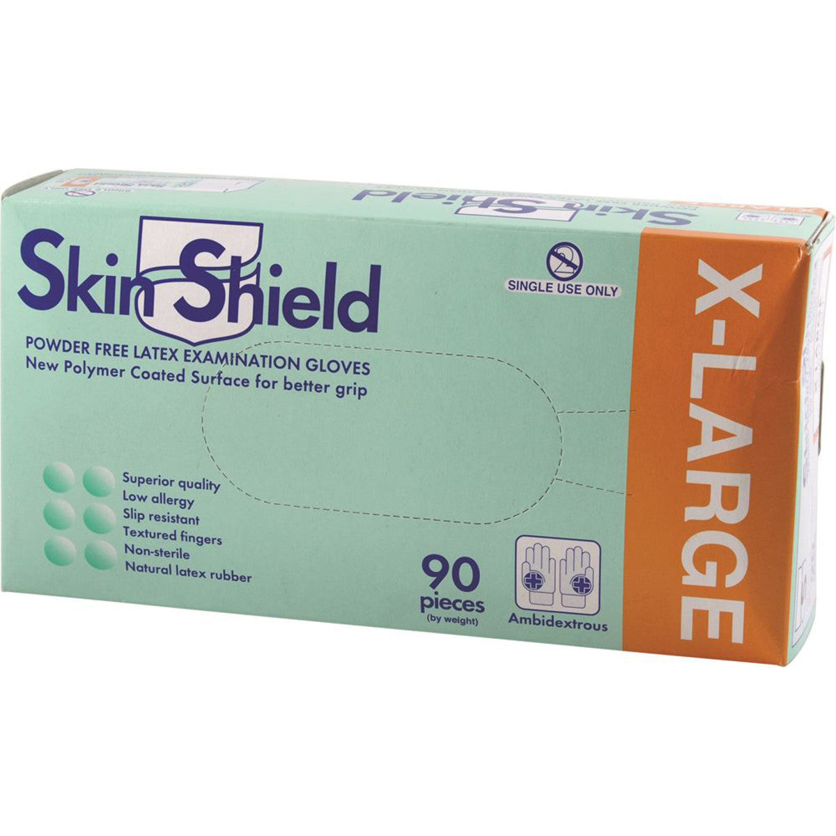 Skin Shield Latex Gloves Powder Free X Large x 90 Pack - Cutprice Online