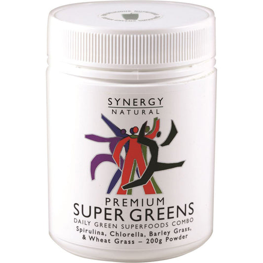 Synergy Natural Premium Super Greens (Spirulina, Chlorella, Barley Grass & Wheat Grass) Powder 200g - Cutprice Online