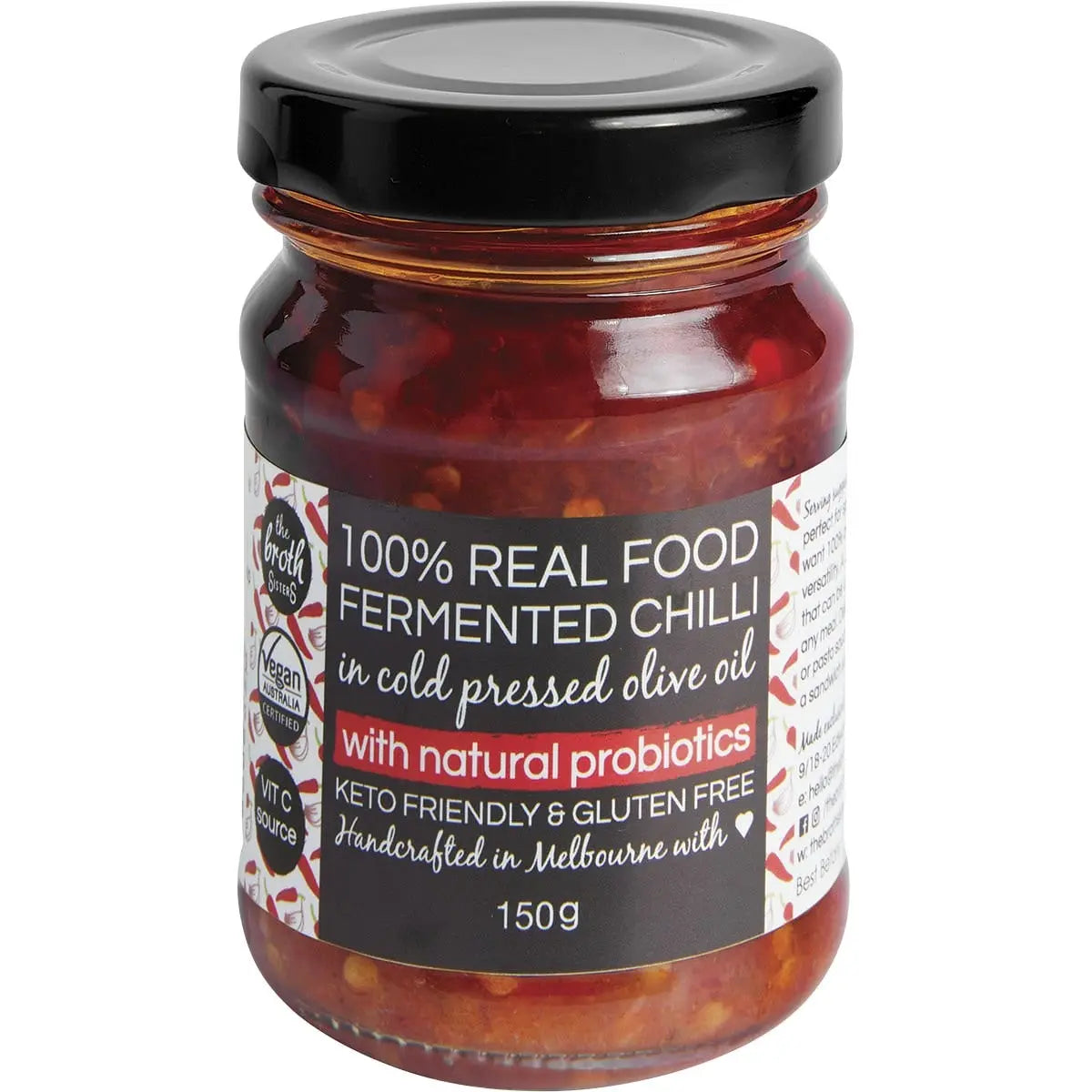 THE BROTH SISTERS Fermented Chilli Cold Pressed Olive Oil + Probiotics 150g THE BROTH SISTERS