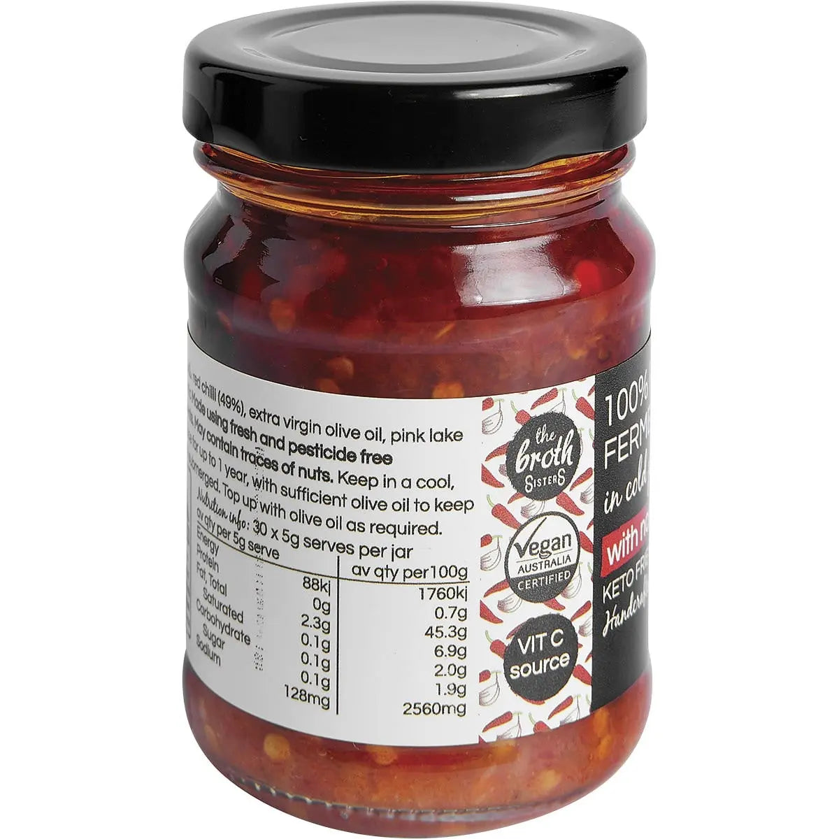 THE BROTH SISTERS Fermented Chilli Cold Pressed Olive Oil + Probiotics 150g THE BROTH SISTERS
