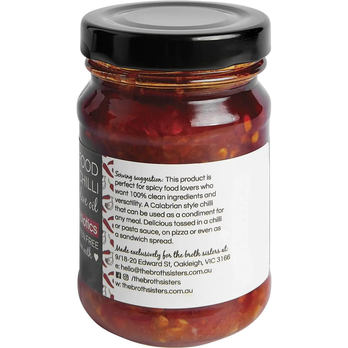 THE BROTH SISTERS Fermented Chilli Cold Pressed Olive Oil + Probiotics 150g THE BROTH SISTERS