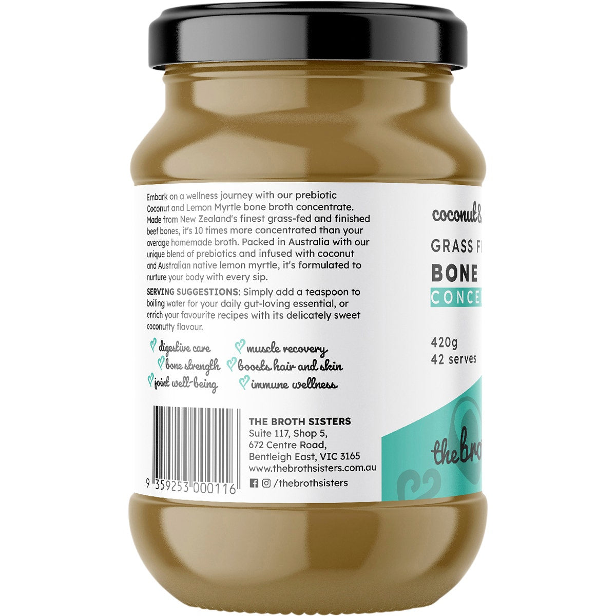 The Broth Sisters Beef Bone Broth Concentrate Coconut & Lemon Myrtle 420g - Cutprice Online